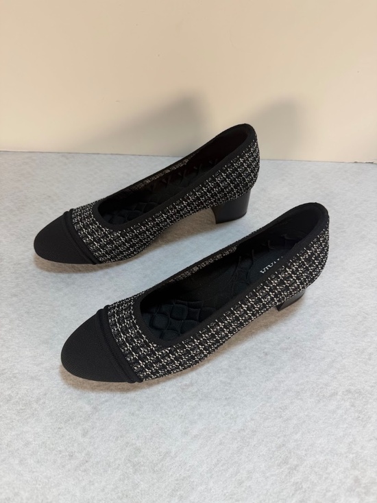 Vivaia Shoes - VIVAIA Women's Knit Block Heel Pumps Black White Tweed Size EU 41 US 10.5
